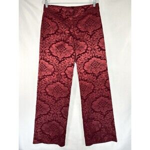 VTG IXIA Felt Velvet Burnout Pants Floral Women's Size L Burgundy Whimsigoth